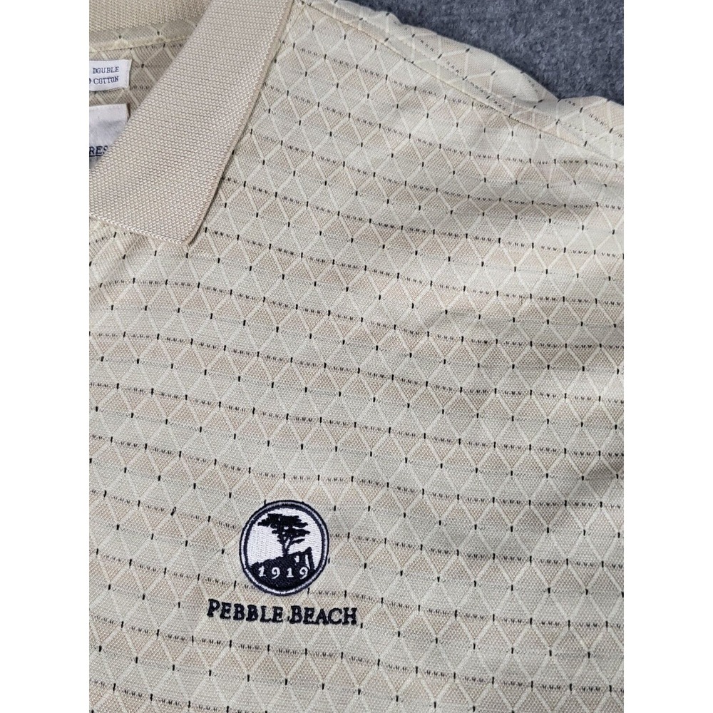 Lone Cypress Pebble Beach Golf Polo Brown Striped Men Sz L Cotton Outdoor Preppy - Picture 4 of 9